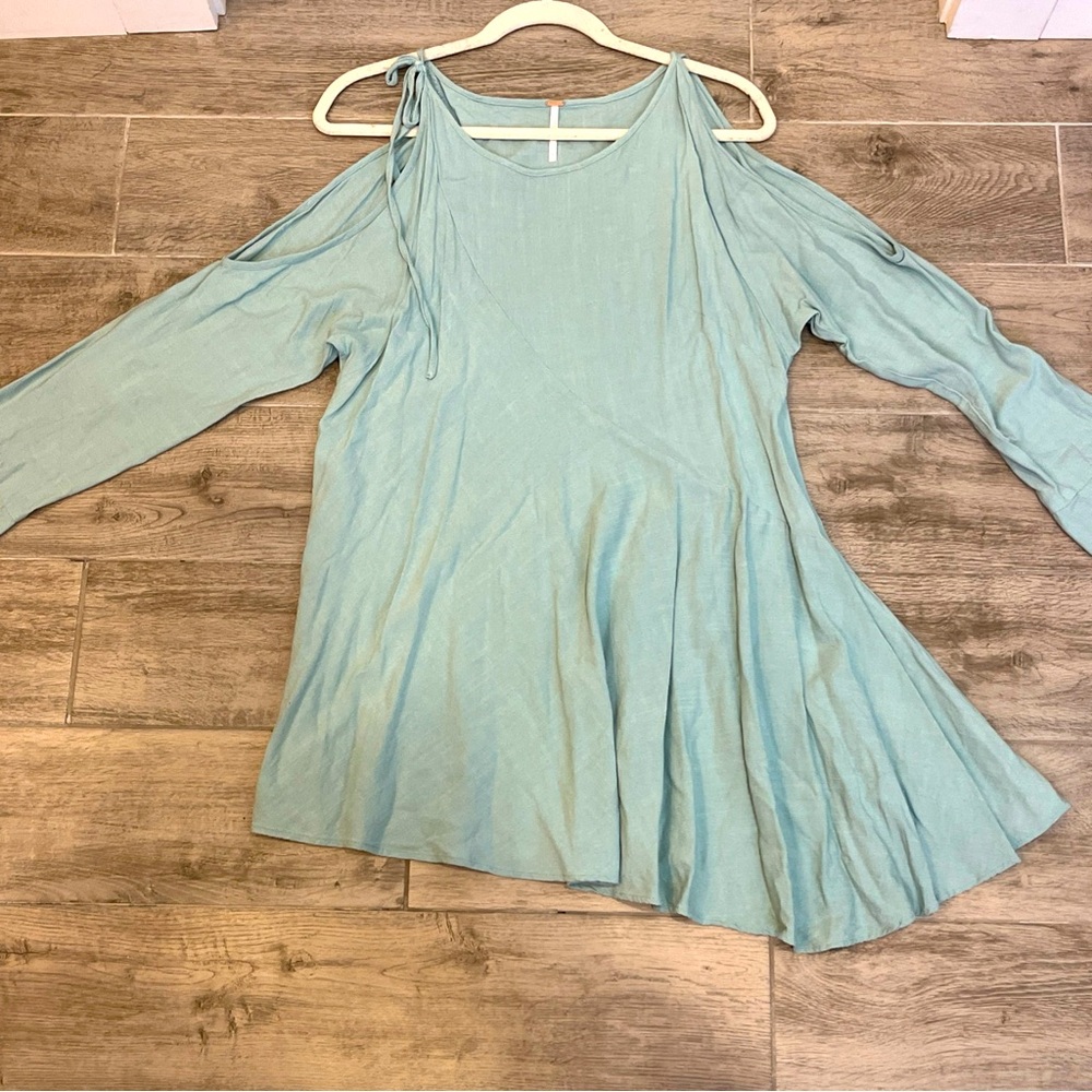 Free People Women’s Clear Skies Asymmetrical Long Sleeve Tunic Blouse Dress Sz S